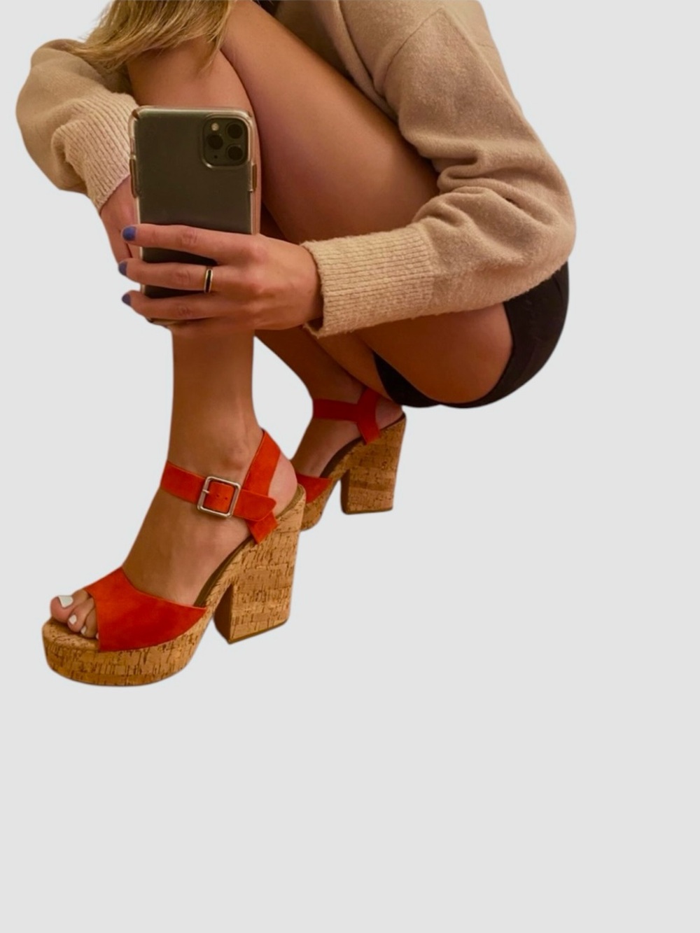 Steve Madden Jess Red Suede Cork Wedge Sandals